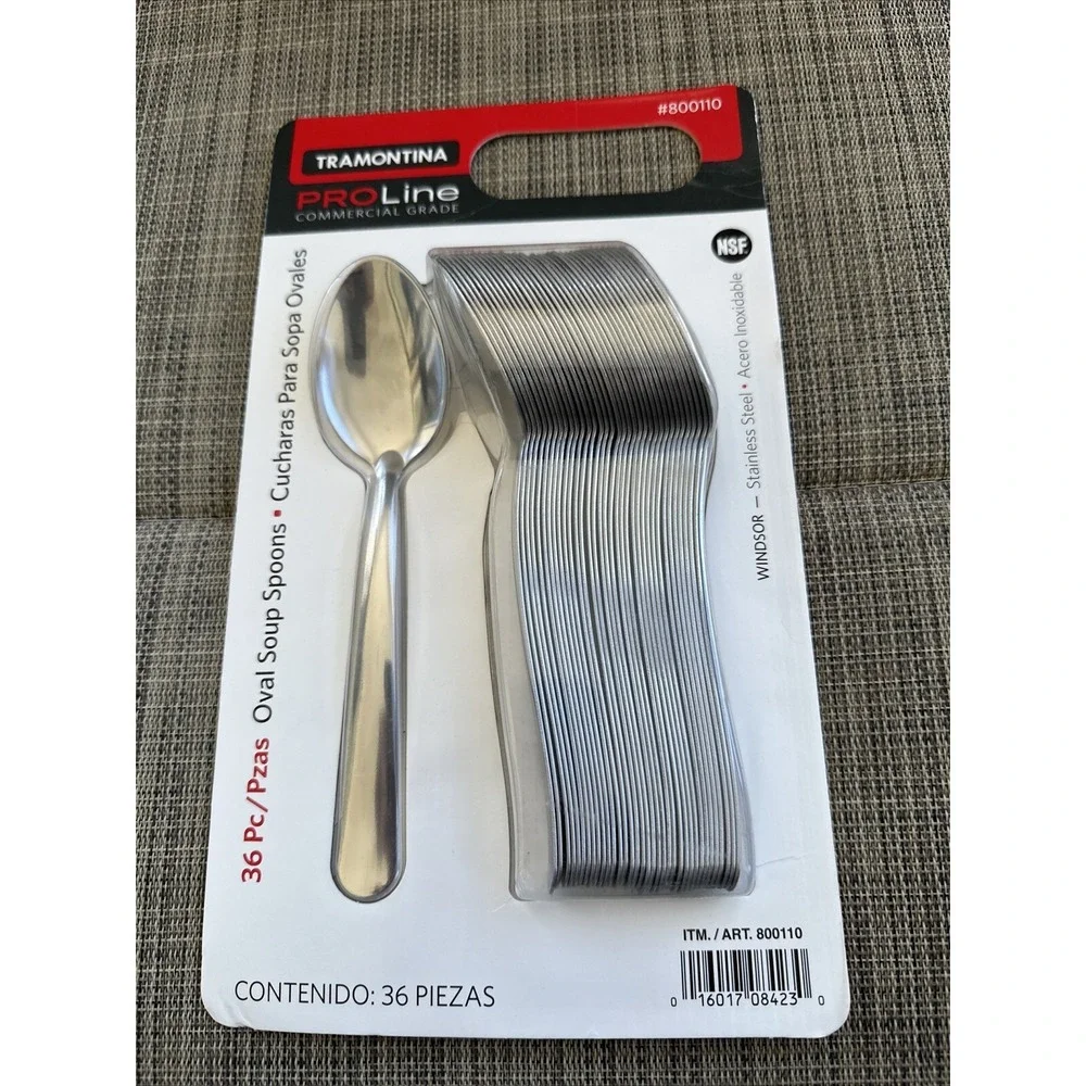 Tramontina ProLine Windsor Oval Soup Spoon, Stainless Steel, 36 Count